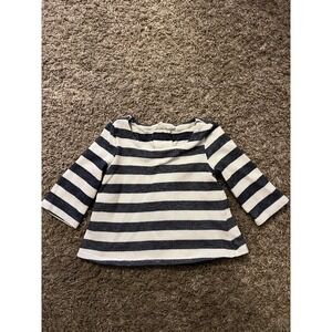 Copper Key Girls Long Sleeve Top Size 4 Blue White Stripe Lace-up Back